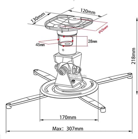 Ceiling Mount Bracket Projector Retractable Arm Swivel Rotate Tilt Adjustable Hanging Bracket(Black) in Saudi Arabia