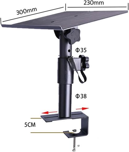 XP-07 Height Adjustable Speaker Table Stand with Tray 0-50mm with Large Clamp Base to Move Along The Base in Saudi Arabia