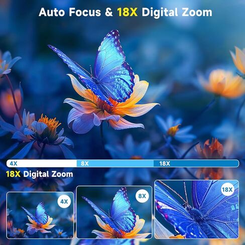 كاميرا رقمية بدقة 4K بدقة 64 ميجابكسل مع شاشة قابلة للطي مقاس 3 بوصات بزاوية 180 درجة، أحدث كاميرا تصوير فوتوغرافي لمدونات الفيديو ذات التركيز التلقائي لعام 2025 لليوتيوب، وكاميرات سفر مدمجة بتكبير رقمي 18X مع بطاقة SD سعة 64 جيجابايت للمبتدئين (أسود) in Kuwait