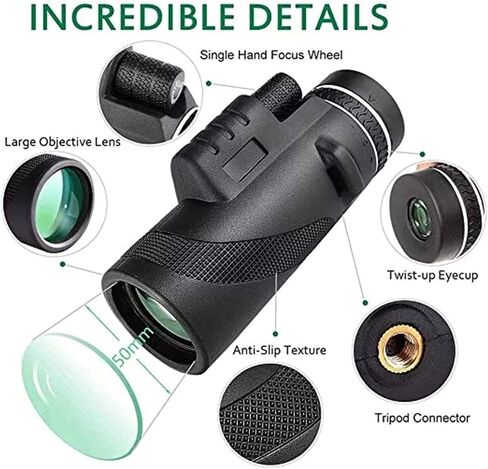 High Power Binoculars, Monocular Telescope 40x60 High Power Magnification, High Definition Monocular for Adults and Kids, Coating, BAK4 Prism Monoculars Scope with Smartphone Adapter and Tripod in Saudi Arabia