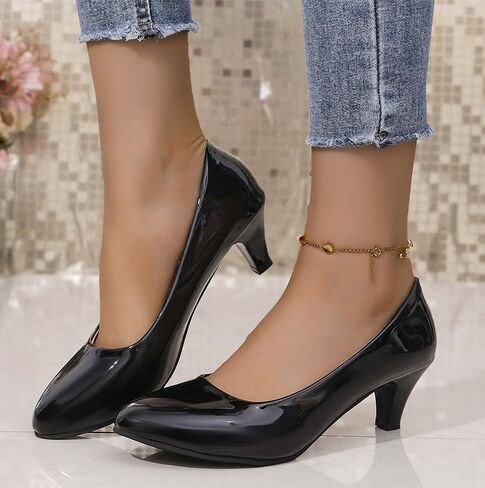 Women's Low Kitten Heel Pumps Round Toe Comfortable Dress Shoes Wedding Party Work Office Dressy Pumps Shoes in Saudi Arabia