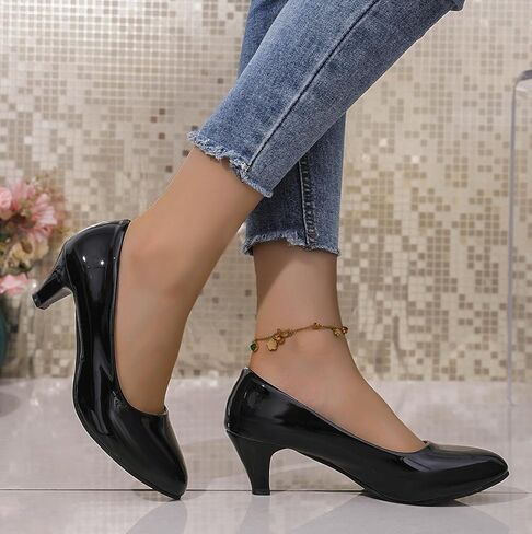 Women's Low Kitten Heel Pumps Round Toe Comfortable Dress Shoes Wedding Party Work Office Dressy Pumps Shoes in Saudi Arabia