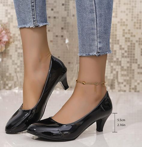 Women's Low Kitten Heel Pumps Round Toe Comfortable Dress Shoes Wedding Party Work Office Dressy Pumps Shoes in Saudi Arabia
