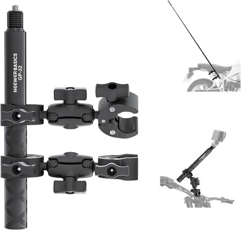 NEEWER Basics Motorcycle Bike Mount Accessories Kit, Invisible Selfie Stick Bicycle Handlebar Clamp Holder Compatible with Insta360 DJI OSMO 360 Pocket 3 Action Cameras for POV Video Recording, GP-32 in Saudi Arabia