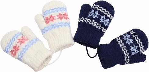 Baby Kids Warm Knit Gloves Toddler Soft Stretch Mittens Cute Snowflake Thick Mittens Winter for Boy Girl Cold Weather in Saudi Arabia