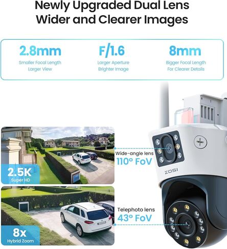 ZOSI 4 x C298 SE 6MP Dual-Lens(4MP+2MP) Wired WiFi Security Camera Outdoor, 360 View Pan/Tilt Plug-in Camera, Human/Vehicle Detect, Color Night Vision, Spotlight Siren, Two-Way Talk, SD/Cloud Storage in Saudi Arabia
