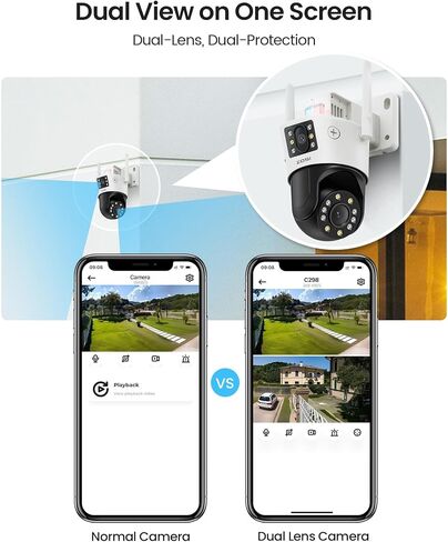 ZOSI 4 x C298 SE 6MP Dual-Lens(4MP+2MP) Wired WiFi Security Camera Outdoor, 360 View Pan/Tilt Plug-in Camera, Human/Vehicle Detect, Color Night Vision, Spotlight Siren, Two-Way Talk, SD/Cloud Storage in Saudi Arabia