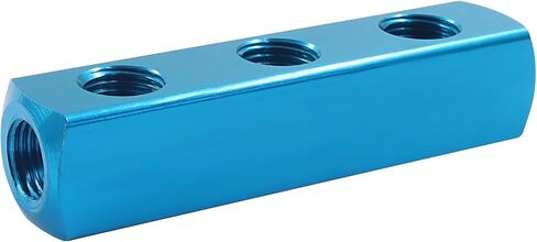 BokWin 3 Way 6 Port Air Manifold: كتلة توزيع الهواء الهوائية من سبائك الألومنيوم مع منافذ العرض والإخراج NPT 1/4 بوصة | مقسم مدمج لأنظمة الضاغط (عبوة واحدة) in Saudi Arabia