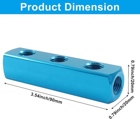 BokWin 3 Way 6 Port Air Manifold: كتلة توزيع الهواء الهوائية من سبائك الألومنيوم مع منافذ العرض والإخراج NPT 1/4 بوصة | مقسم مدمج لأنظمة الضاغط (عبوة واحدة) in Saudi Arabia