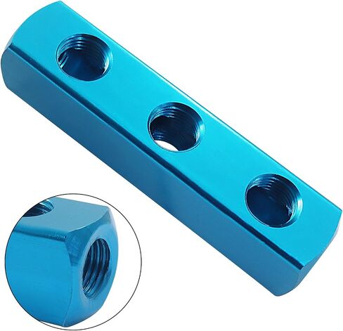 BokWin 3 Way 6 Port Air Manifold: كتلة توزيع الهواء الهوائية من سبائك الألومنيوم مع منافذ العرض والإخراج NPT 1/4 بوصة | مقسم مدمج لأنظمة الضاغط (عبوة واحدة) in Saudi Arabia