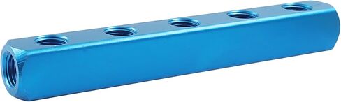 BokWin 3 Way 6 Port Air Manifold: كتلة توزيع الهواء الهوائية من سبائك الألومنيوم مع منافذ العرض والإخراج NPT 1/4 بوصة | مقسم مدمج لأنظمة الضاغط (عبوة واحدة) in Saudi Arabia