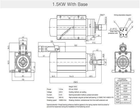 1.5KW 2.2KW 3KW محرك المغزل 380V 220V ER20 18000RPM 300 هرتز GDF46-18Z(3.5KW 380V ER25) in Kuwait