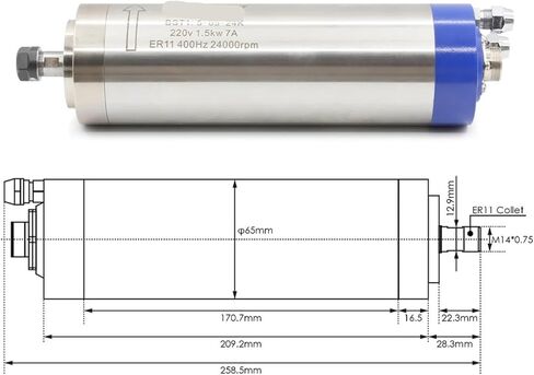 1.5KW ER11 محرك المغزل المبرد بالماء قطر 65 مم 400 هرتز المغزل 4 قطع الكرات (220 فولت) in Kuwait