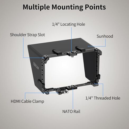 مجموعة قفص شاشة Nitze لـ PortKeys LS7P، مع غطاء شمسي ومشبك كابل HDMI - JT-I06B in Kuwait