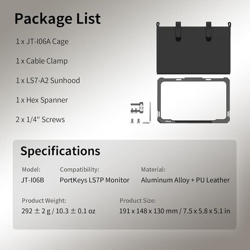مجموعة قفص شاشة Nitze لـ PortKeys LS7P، مع غطاء شمسي ومشبك كابل HDMI - JT-I06B in Kuwait