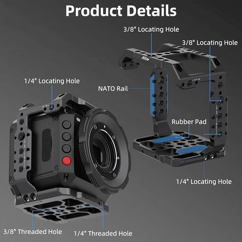 قفص كاميرا Nitze لـ Z CAM E2N، مع قضبان ناتو مدمجة وفتحات تركيب متعددة ومشبك كابل HDMI - T-Z04A in Kuwait