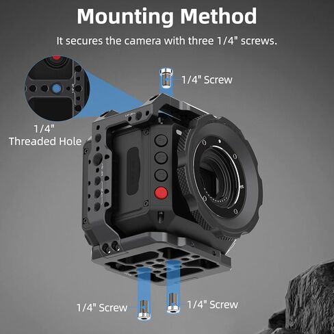 قفص كاميرا Nitze لـ Z CAM E2N، مع قضبان ناتو مدمجة وفتحات تركيب متعددة ومشبك كابل HDMI - T-Z04A in Kuwait