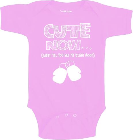 Cute Now... Wait 'Til You See My Right Hook - Boxing Gloves Infant Baby Bodysuit Cotton Clothing in Kuwait