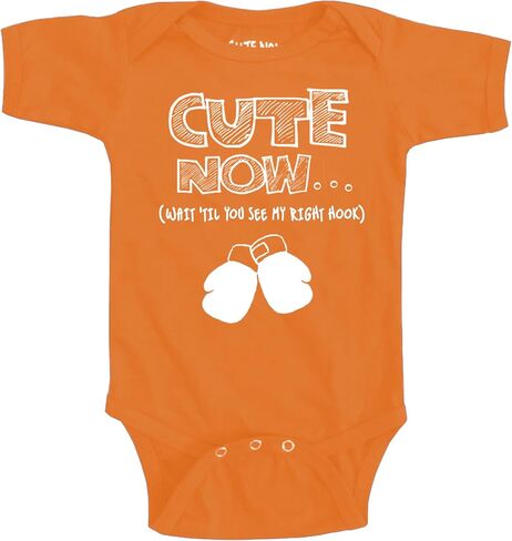 Cute Now... Wait 'Til You See My Right Hook - Boxing Gloves Infant Baby Bodysuit Cotton Clothing in Kuwait