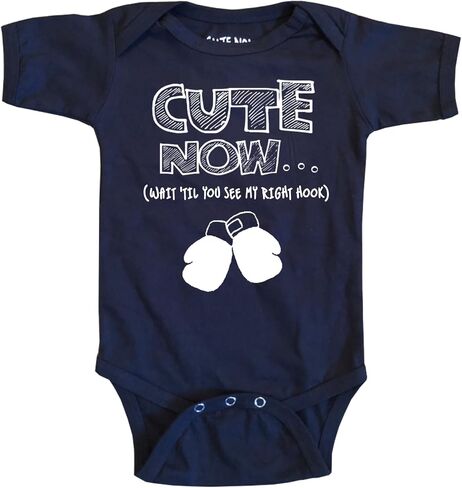 Cute Now... Wait 'Til You See My Right Hook - Boxing Gloves Infant Baby Bodysuit Cotton Clothing in Kuwait