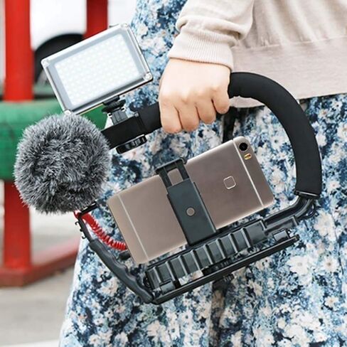 PUSOKEI Camera Stabilizer, C Shaped Flash Stand with Detachable Shoe Rack for Compact Cameras and Camcorders, Video Lights, Flashes, LED Lights or Microphones (As Shown) in Saudi Arabia