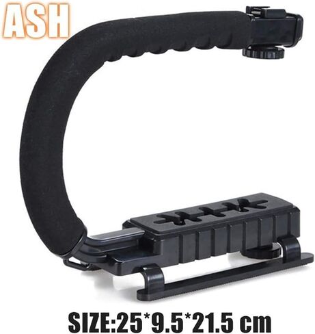 PUSOKEI Camera Stabilizer, C Shaped Flash Stand with Detachable Shoe Rack for Compact Cameras and Camcorders, Video Lights, Flashes, LED Lights or Microphones (As Shown) in Saudi Arabia