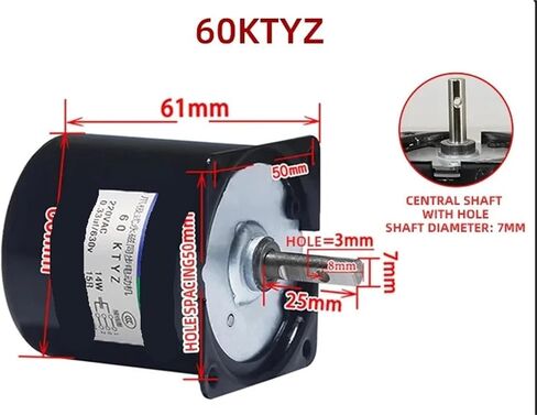 60KTYZ 2.5rpm 1rpm 220V AC 14W Micro Gear Motor 60KTYZ 50Hz Permanent Magnet Gear Motor Low Speed 2.5rpm(2.5rpm) in Saudi Arabia