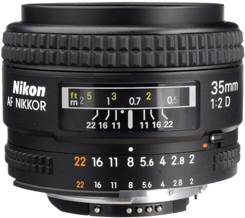 عدسة نيكون AF NIKKOR 1923 مقاس 35 مم f/2D مع تركيز تلقائي لكاميرات نيكون DSLR، أسود in Saudi Arabia