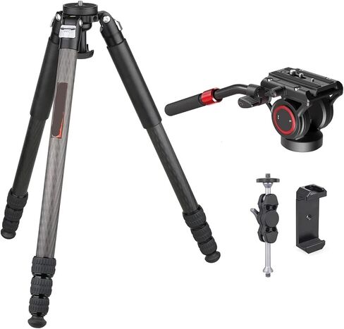 Heavy Duty Professional Carbon Fiber Tripod 75mm Bowl Adapter Max Tube 32.5mm ET7C(Fluid Head Holder) in Saudi Arabia