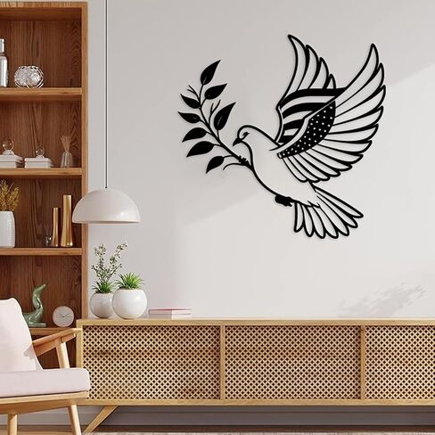Personalized Peace Dove LED Metal Wall Art, Dove of Peace Olive Branch Metal Sign, Custom Family Last Name,Olive Branches Peace Black Outline White Dove Wall Decor,Living Room, Bedroom,Foyer Decor in Saudi Arabia