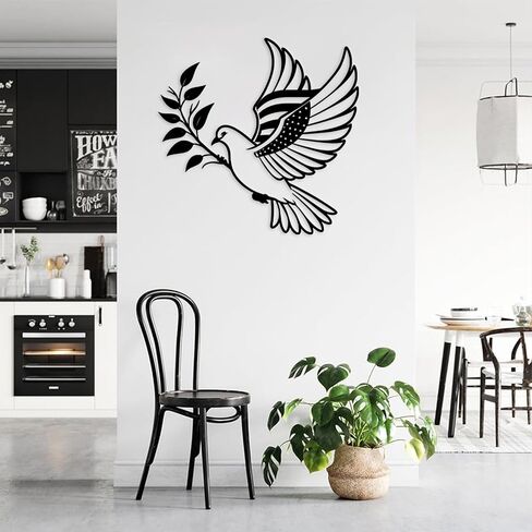 Personalized Peace Dove LED Metal Wall Art, Dove of Peace Olive Branch Metal Sign, Custom Family Last Name,Olive Branches Peace Black Outline White Dove Wall Decor,Living Room, Bedroom,Foyer Decor in Saudi Arabia
