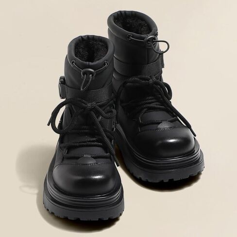 Women's mid-rise boots, lace-up snow boots, women's non-slip platform winter outdoor boots in Saudi Arabia