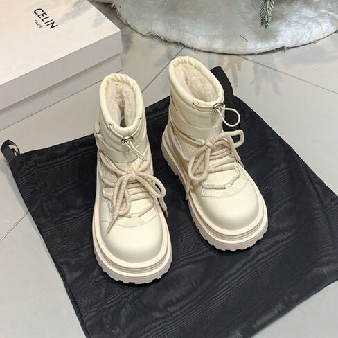 Women's mid-rise boots, lace-up snow boots, women's non-slip platform winter outdoor boots in Saudi Arabia