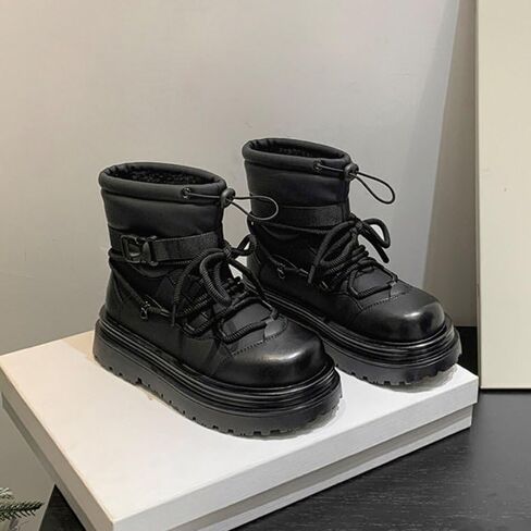 Women's mid-rise boots, lace-up snow boots, women's non-slip platform winter outdoor boots in Saudi Arabia