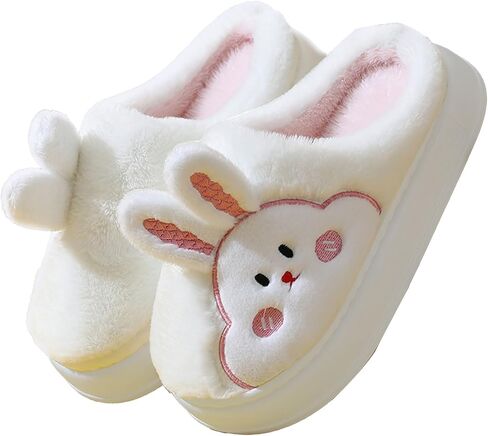 Women's Rabbit Fuzzy House Slippers Girl For Winter Fun Warm Funny Cozy Thick Soles Non-slip Indoor Bedroom in Saudi Arabia