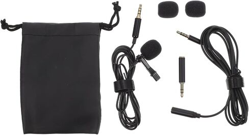 Yardwe 1set Clip Lavalier Microphone Noise Reduction for Phone Recording Omnidirectional Sound Quality Portable Design for Interviews and Vlogging in Saudi Arabia