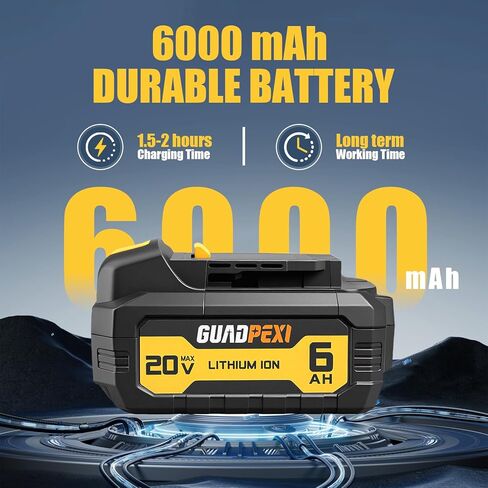 بطارية بديلة عالية السعة 20 فولت 6.0 أمبير في الساعة لأدوات DeWalt 20V Max، 2 حزمة من الدرجة A Li-ion، متوافقة مع DCB200/201/203/204/207، وقت تشغيل طويل وأداء عالي in Kuwait