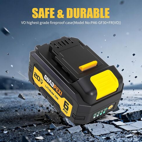 بطارية بديلة عالية السعة 20 فولت 6.0 أمبير في الساعة لأدوات DeWalt 20V Max، 2 حزمة من الدرجة A Li-ion، متوافقة مع DCB200/201/203/204/207، وقت تشغيل طويل وأداء عالي in Kuwait
