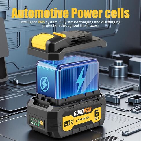 بطارية بديلة عالية السعة 20 فولت 6.0 أمبير في الساعة لأدوات DeWalt 20V Max، 2 حزمة من الدرجة A Li-ion، متوافقة مع DCB200/201/203/204/207، وقت تشغيل طويل وأداء عالي in Kuwait