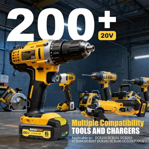 بطارية بديلة عالية السعة 20 فولت 6.0 أمبير في الساعة لأدوات DeWalt 20V Max، 2 حزمة من الدرجة A Li-ion، متوافقة مع DCB200/201/203/204/207، وقت تشغيل طويل وأداء عالي in Kuwait