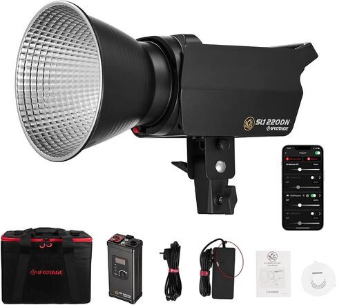 مصباح فيديو LED IFOOTAGE SL1 320DN، إضاءة LED مستمرة مع ضوء نهاري 5600 كيلو، CRI 98+، سطوع 56000lux @ 1m، 8 تأثيرات ضوئية، تحكم في التطبيق، لتسجيل الفيديو الاحترافي in Saudi Arabia