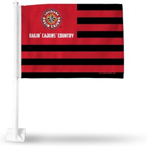 Rico Industries NCAA Louisiana-Lafayette Ragin Cajuns Country علم سيارة مزدوج الجوانب - 40.64 سم × 48.26 سم - عمود قوي يتم تثبيته على السيارة/الشاحنة/السيارات