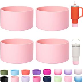 LONPARRY 4-Pack سيليكون التمهيد لتمهيد بهلوان كأس ستانلي quencher IceFlow المطاط أسفل الأكمام حامي لستانلي بهلوان HydroFlask بسيطة الحديثة Owala سيارة السفر كأس زجاجة أسفل الأكمام