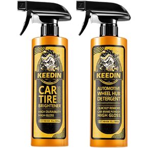 KEE KEEDIN Car Detailing & Wheel Cleaner Spray 16.9 oz & Wheel Brightener Sprayable Tire Shine Cleaner 16.9 oz