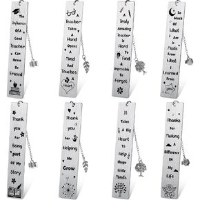Zonon 4 Pieces Metal Bookmarks Teacher Appreciation Bookmark Thank You Teacher Book Page Marker for Instructors Birthday Graduation Presents Book(Stylish Style)