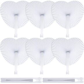 Blulu 60 Pack Folding Hand Fan Wedding Fans for Guests Paper Fans for Wedding Favors Heart Shaped Assortment with Plastic Handle for Birthday Party Supplies Wedding Decorations (Baby Blue)