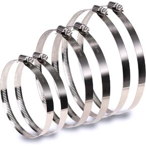 InduSKY 6Pcs 4 inch 5 inch 6 inch Hose Clamp Set 304 Stainless Steel Duct Clamps Worm Gear Adjustable 91-165mm Range Hose Clamp Fuel Line Clamp for Automotive and Mechanical Applications