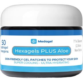 Hexagels Plus Aloe Vera Paraben Free Hydrogel Pads, Blister Prevention, Protection & Treatment, Instant Cooling & Soothing Relief of Skin Irritations, 50ct Hexagon Pads (Paraben Free Formula)
