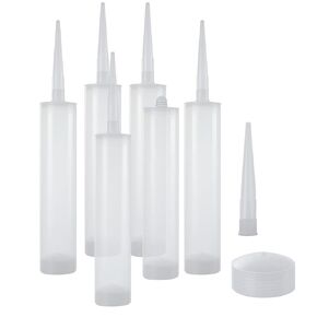 LANIAKEA 6 Pack Caulk Tubes 300ML Empty Plastic Caulk Tubes, 8.6x1.9 Inch Fillable Sealant Caulking Tubes, Latex Caulk Tubes