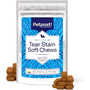 Petpost | Tear Stain Remover Chicken Flavored Soft Chews - Delicious Chicken Treat & Eye Stain Supplement for Dogs - Natural Treatment for Tear Stains on White Fur Angels 90 ct.